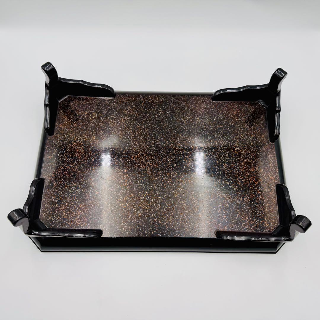 【長野横笛　黒箪花蒔絵香盆　膳　卓】漆芸　木箱　伝統工芸　明治　京漆器　秋草