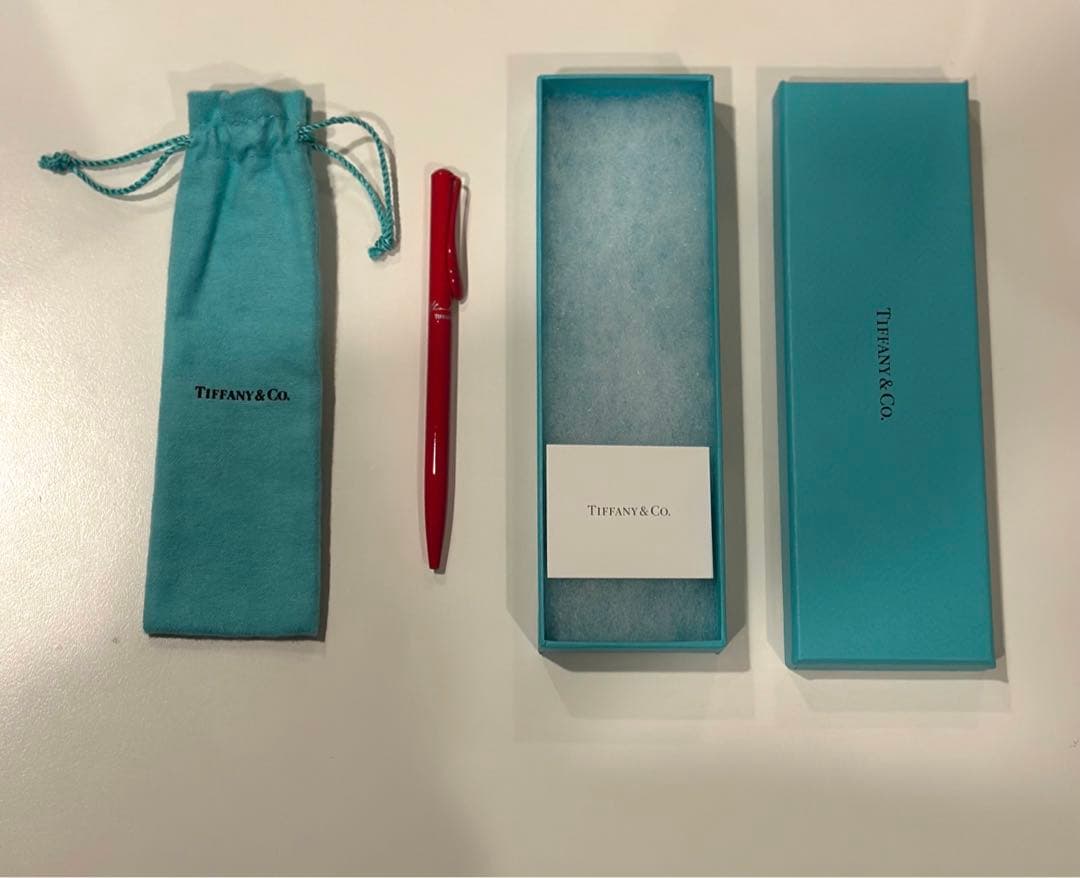 Tiffany & Co. 赤 ボールペン 専用ボックス付き 文房具・事務用品