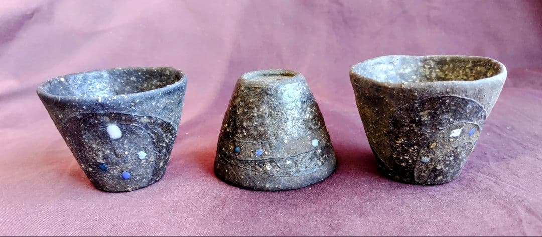 SUN様専用 焼締め黒釉掛け分け小鉢(そば猪口五点組)と
