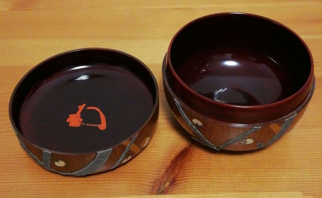 書付有信斎作塊木梅捻螺鈿棗共箱仕服付茶道具