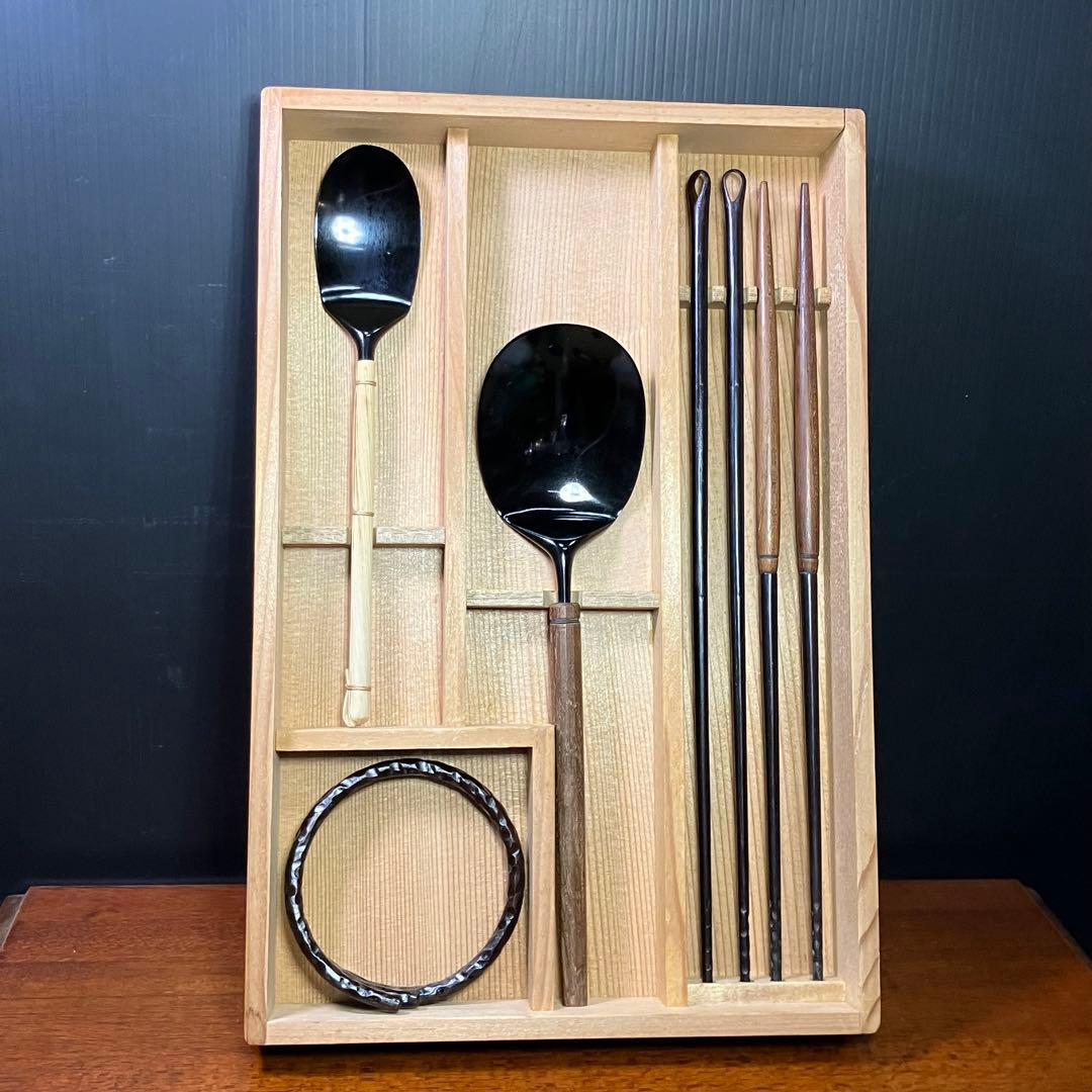 高木治良兵衛 火道具 一揃 風炉 火箸 灰匙 釜鐶 茶道具 火鉢 T0916-3