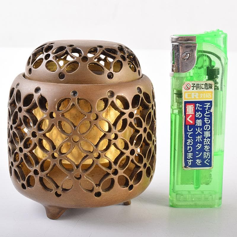 香道具鋳銅内金溜香炉在銘MR7602