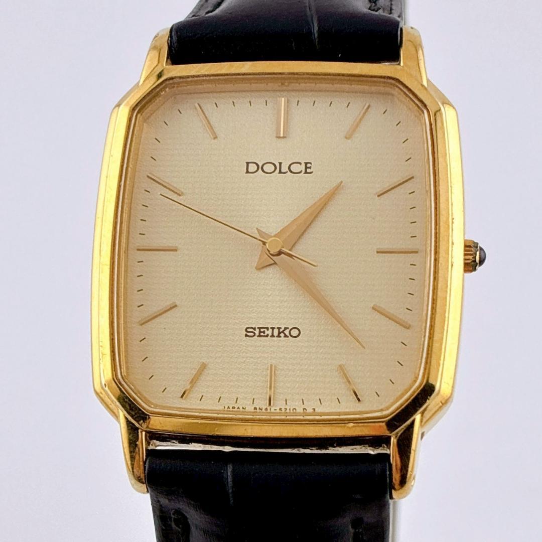 【電池交換済】SEIKO　DOLCE　腕時計　新品ベルト　クォーツ　ゴールド