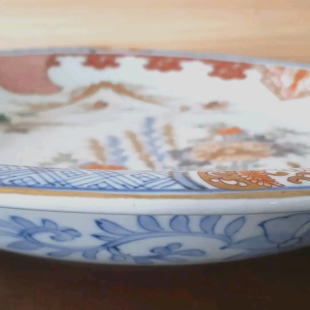 金彩色絵染付　大皿