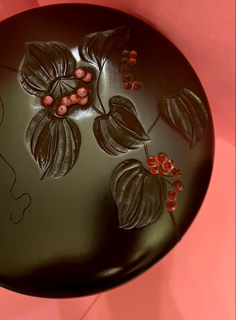 川添日記　重箱　草木彫　漆器