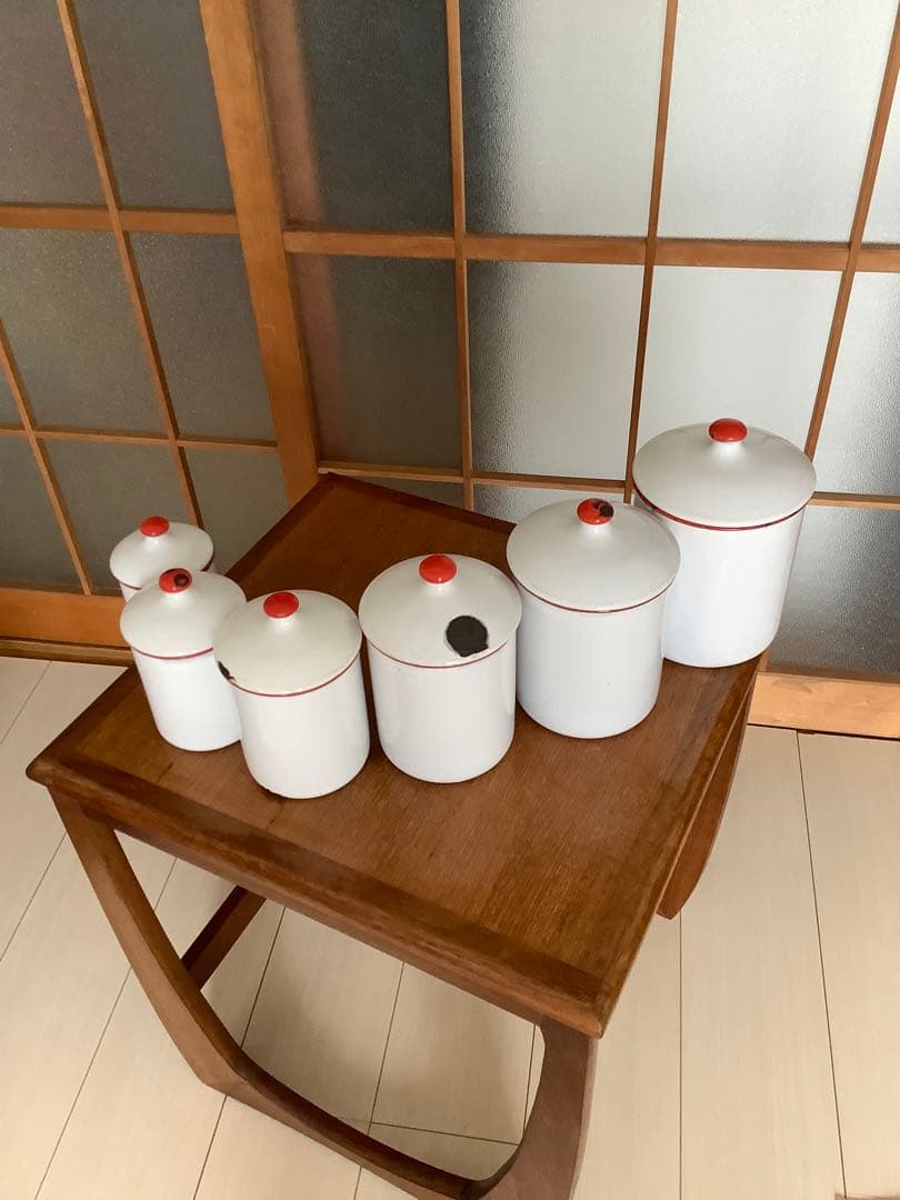 ベルギー アンティーク ホーロー キャニスターセット ①