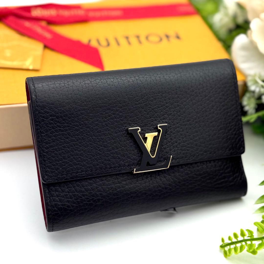 極上美品✨ルイヴィトン カプシーヌ コンパクト ブラック ピンク 財布