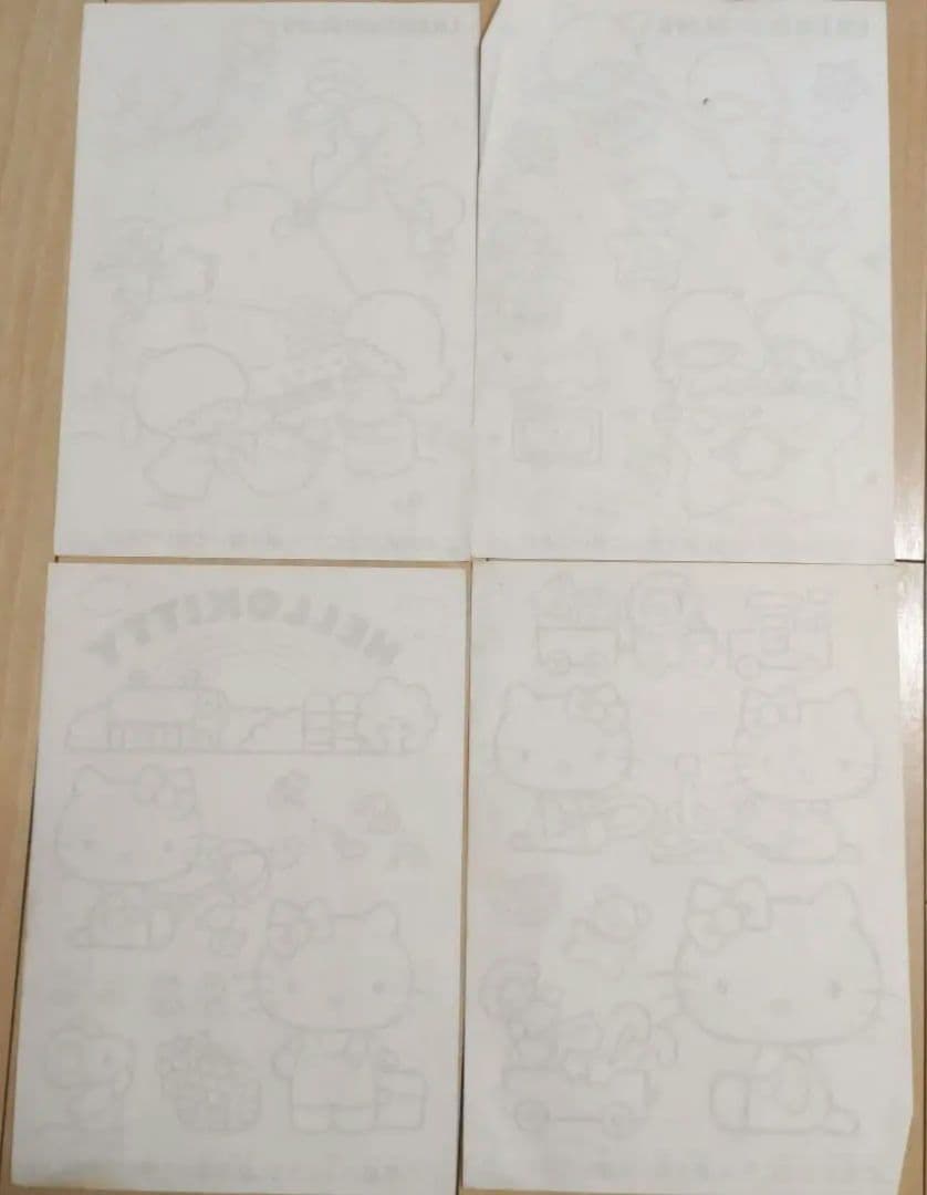 【昭和ファンシー】サンリオ写し絵4枚ハローキティ　キキララ　当時物　レトロ可愛い