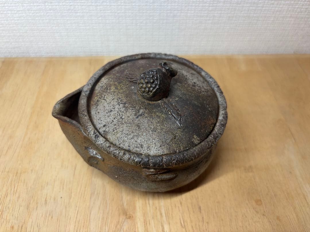 ㊵備前焼 宝瓶 登り窯 ザクロ 柘榴 ざくろ 手びねり 急須