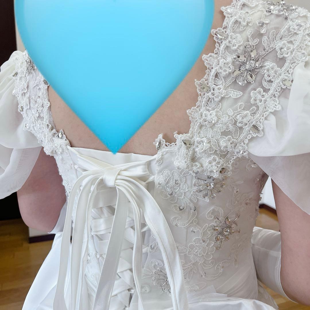 ウェディングドレス　大きいサイズ　M、L、XLの方向け　ホワイト　結婚式　新婦