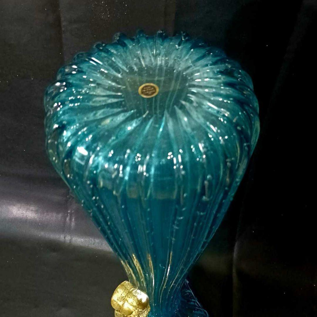 MURANO ムラノ 金彩 コバルトブルー 花器