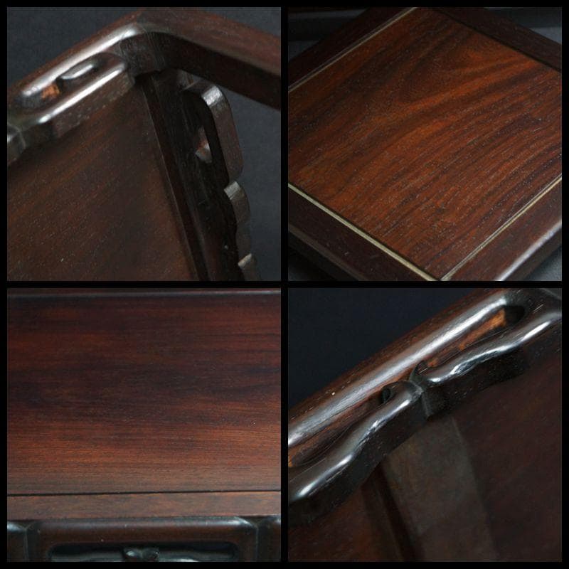 茶道具 老唐木紫檀 高台花台 飾台 香炉台 盆栽台高36.5cm/ 華道具時代物