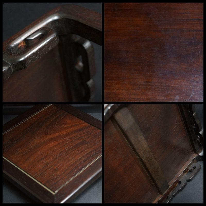 茶道具 老唐木紫檀 高台花台 飾台 香炉台 盆栽台高36.5cm/ 華道具時代物