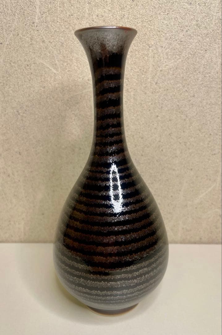 【新品　未使用】　青木龍山　天目渚　鶴首花瓶(小)