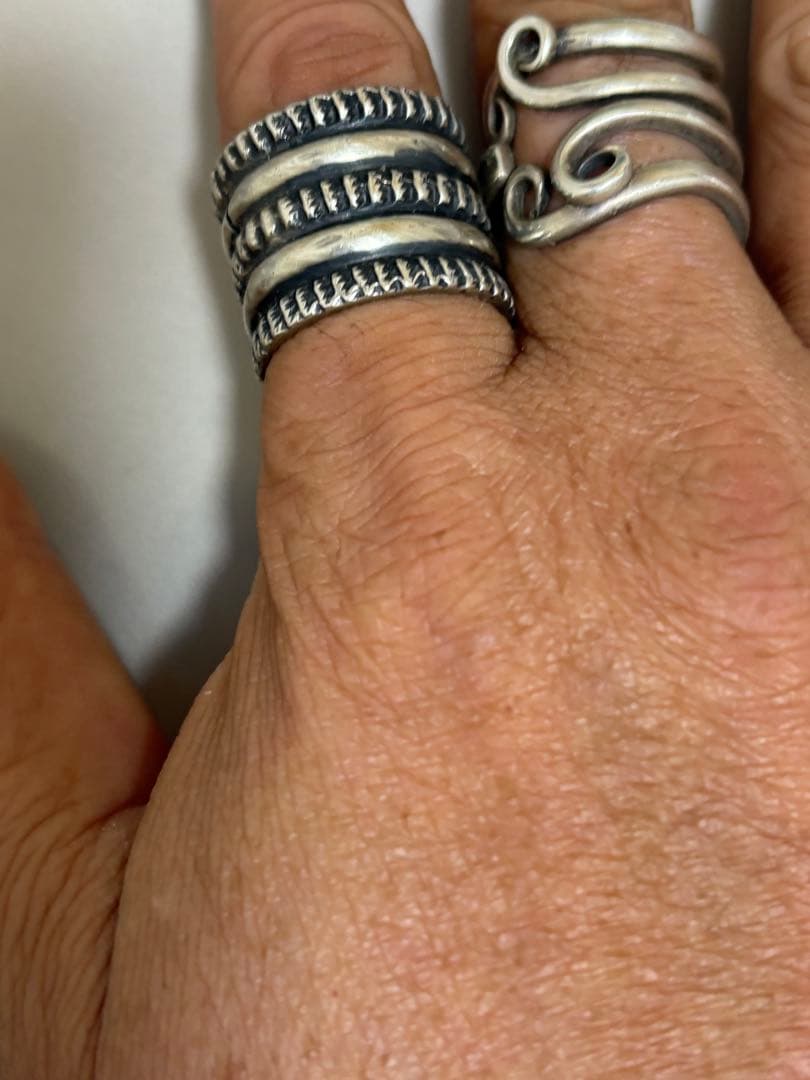 即日配送！値下げ！Navajo 3連チゼルワーク リング 21号