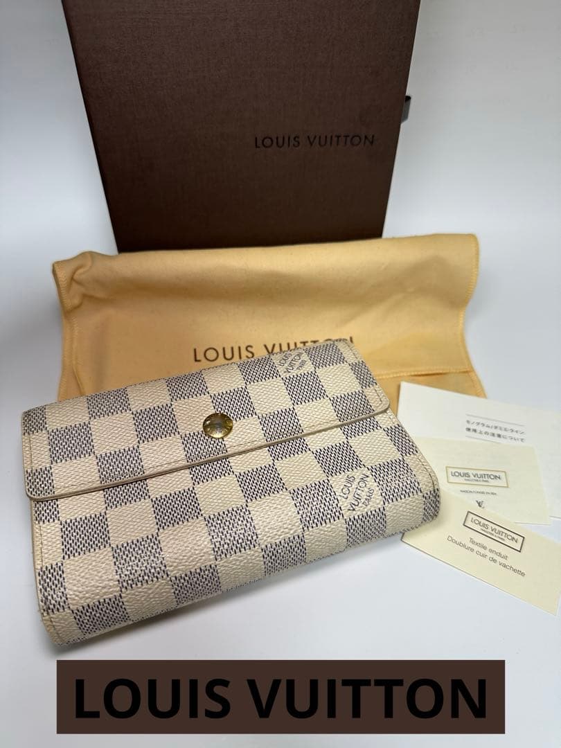LOUIS VUITTON ダミエ・アズール 二つ折り財布の通販｜elegannews.com