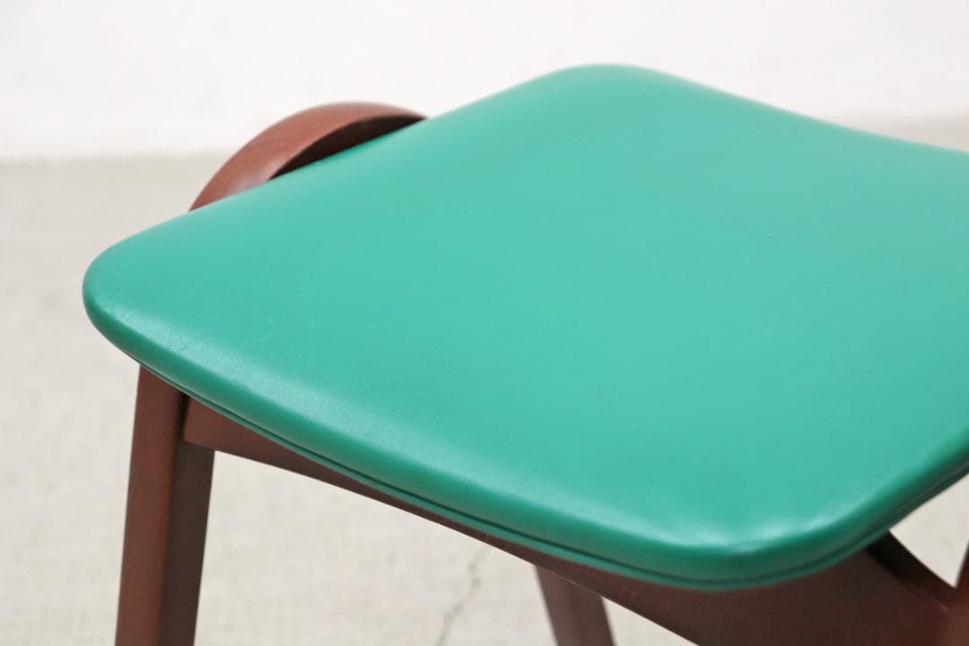 秋田木工 剣持勇 ビーチ材 スタッキングスツール No.202 レトロ 緑