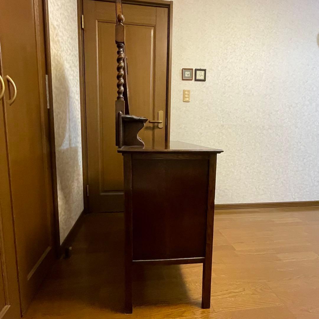 アンティーク ミラー付きチェスト イギリス オーク 柱ツイスト 3段