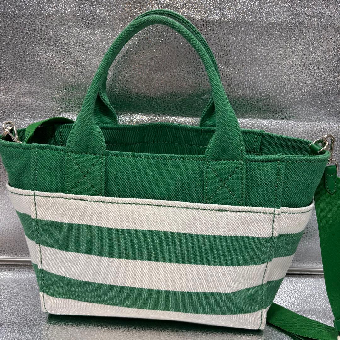 【美品】ケイトスペード キャンバス スモール トート ボーダー 2way