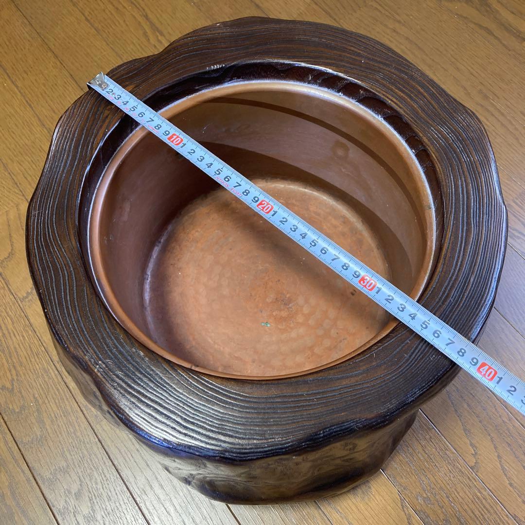 木製 火鉢 ダークブラウン 約40cm - メルカリ