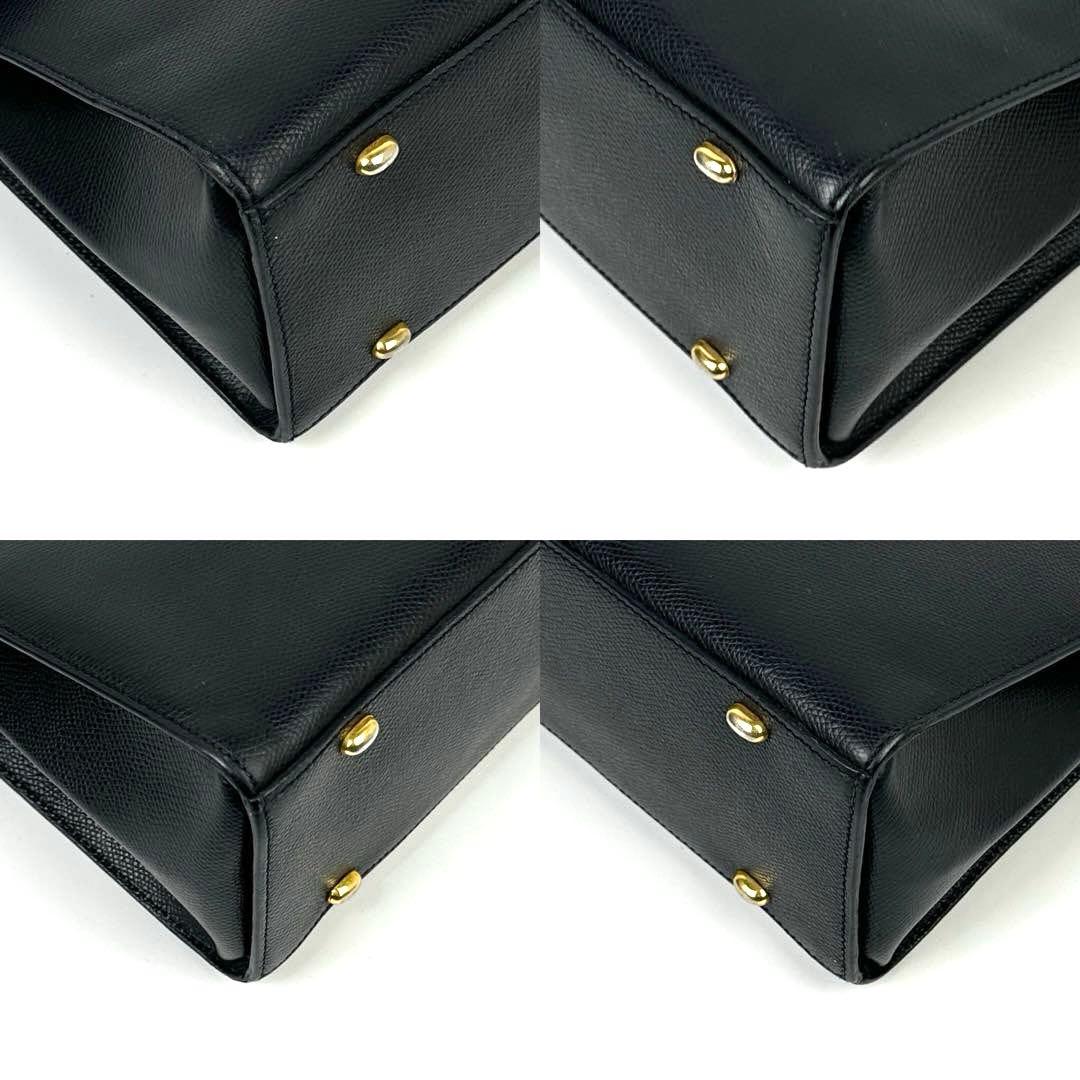 【美品】セリーヌ　ハンドバッグ　ターンロック　ゴールド金具　レザー　ブラック