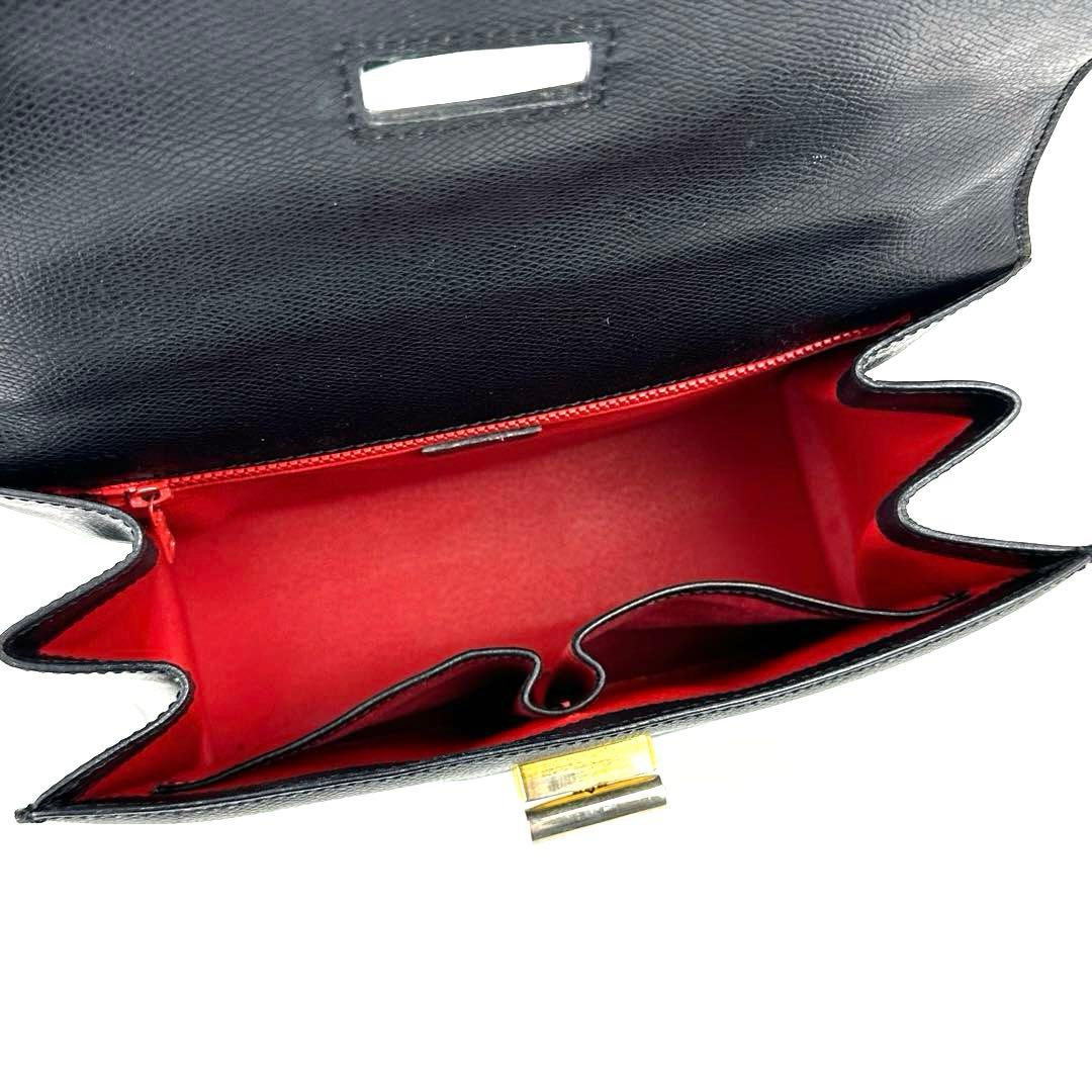 【美品】セリーヌ　ハンドバッグ　ターンロック　ゴールド金具　レザー　ブラック