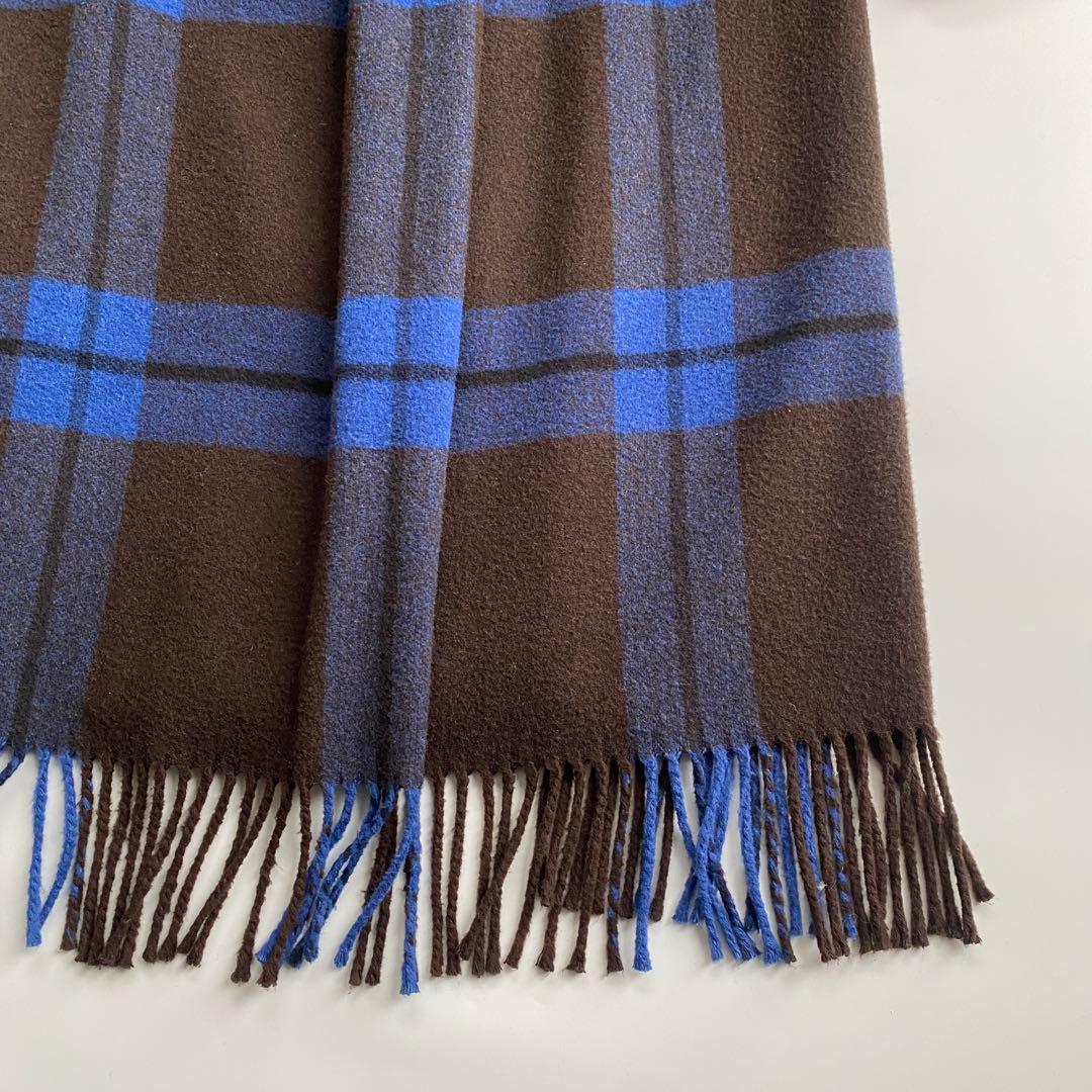 セミクチュール ダブルブレストチェスターコート チェック 青 ブルー