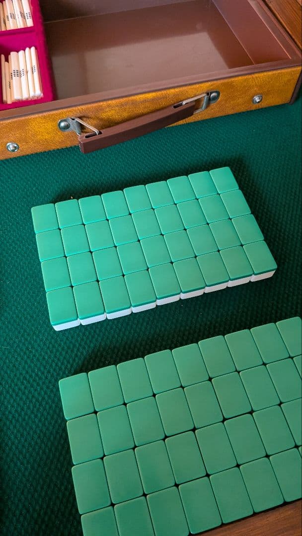 鶴一索　ミズノ丸一　ひまわり　背緑　27mm　＆東京麻雀　竹牌　チップ　セット