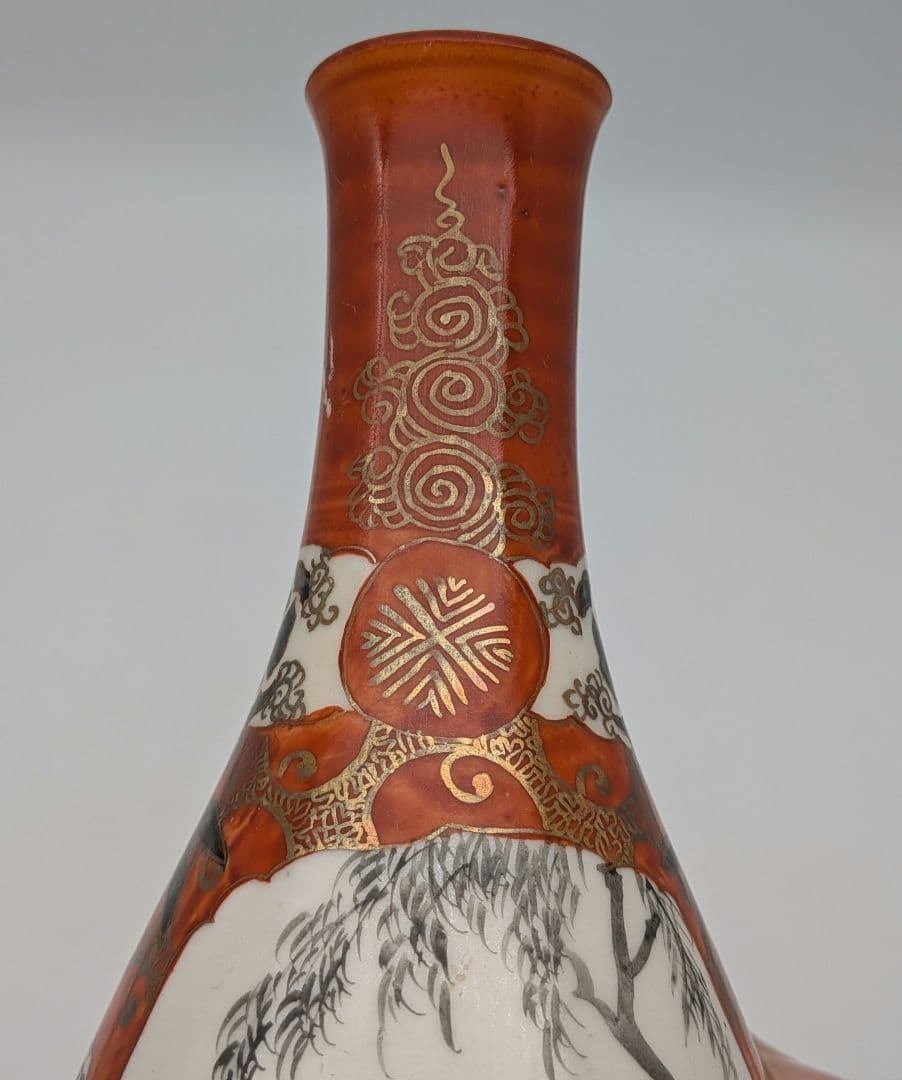 明治 昭和初期 九谷焼 赤絵徳利一対 時代箱 とっくり 酒器 食器