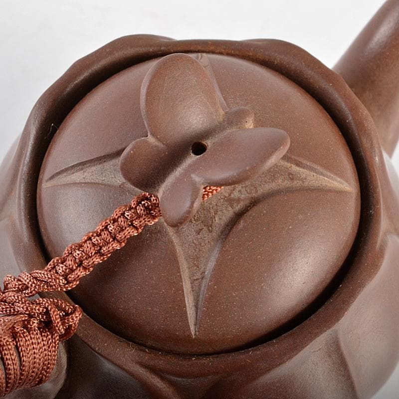 中国 紫砂 朱泥 花形 蝶摘 急須 茶壷 在銘 M R5878