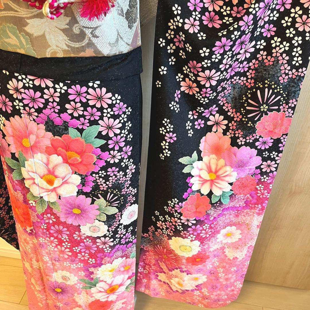 振袖セット 黒 ピンク sMH2410154 - メルカリ