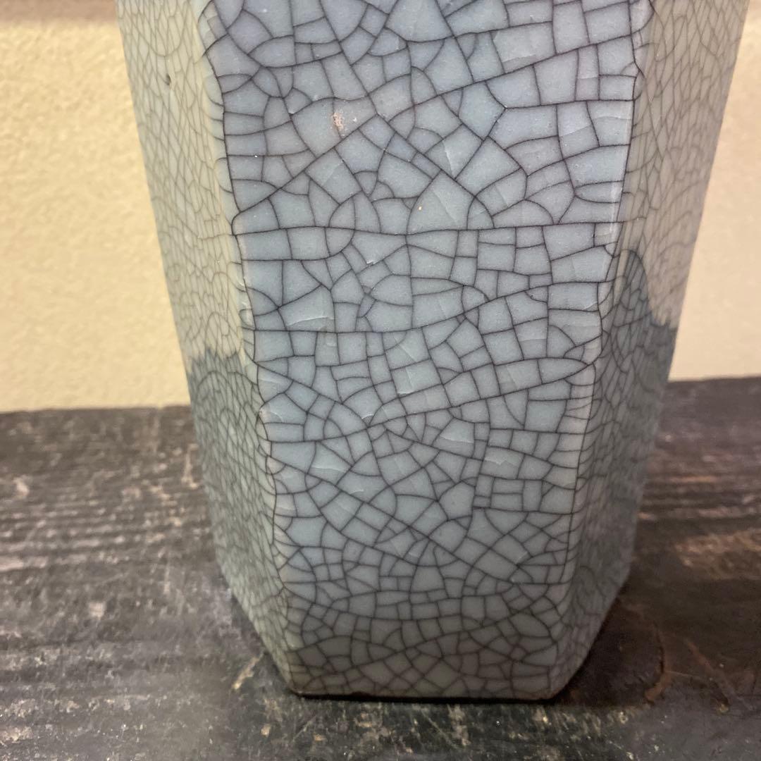 中国古玩 青磁山葡萄文面取花生 31cm13cm