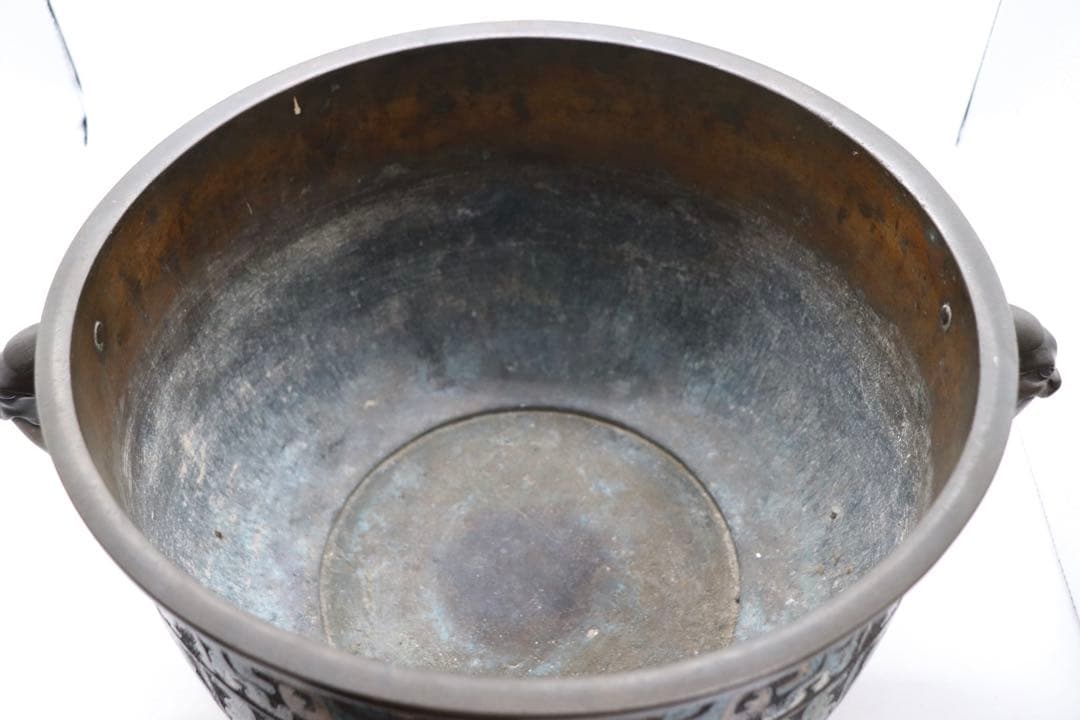 中国　七宝焼　渡金象耳葵龍紋簋　在銘　送料込み251217