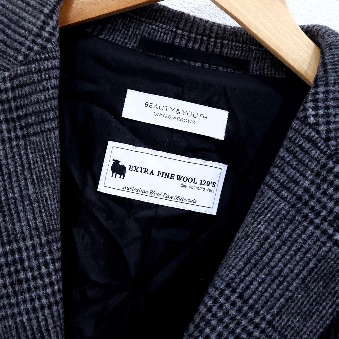 UNITED ARROWS グレンチェック柄ウールメルトンチェスターコート XL