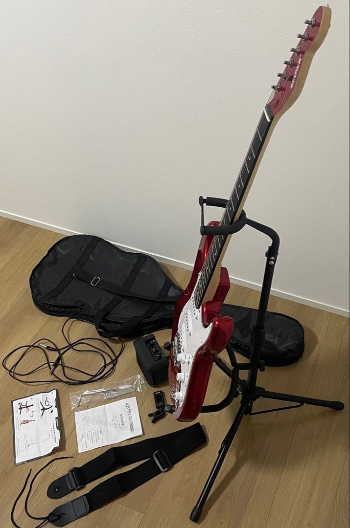 エレキギター アンプ、チューナー、ギターケース、スタンドセット