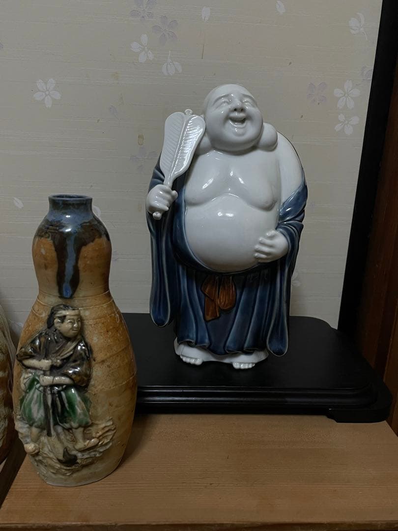 十二代 酒井田柿右衛門　染付　布袋　置物　床置　高22cm
