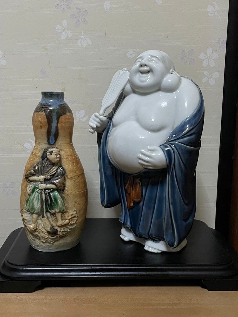 十二代 酒井田柿右衛門　染付　布袋　置物　床置　高22cm