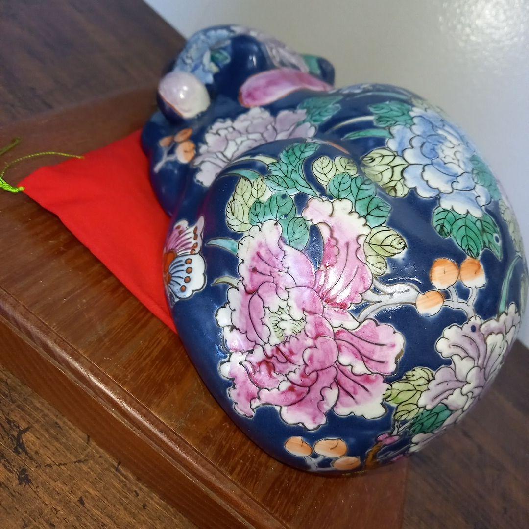 眠り猫 陶器 花 日本 vintage ceramic cat object