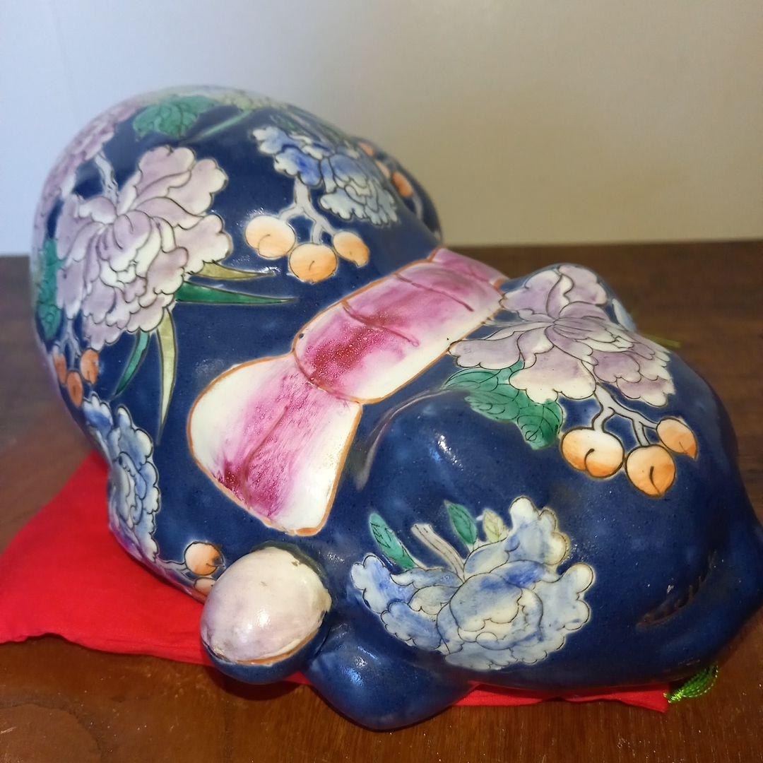 眠り猫 陶器 花 日本 vintage ceramic cat object