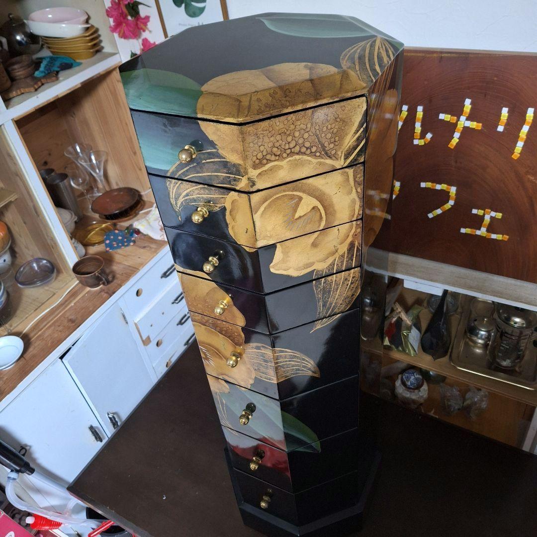 中国家具 八角型 8杯 引き出し 箪笥 チェスト 花台 高卓 飾り台