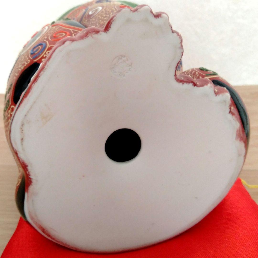 九谷焼　八橋窯　招き猫　7号 (20cm)　美品　縁起物　左手　千客万来