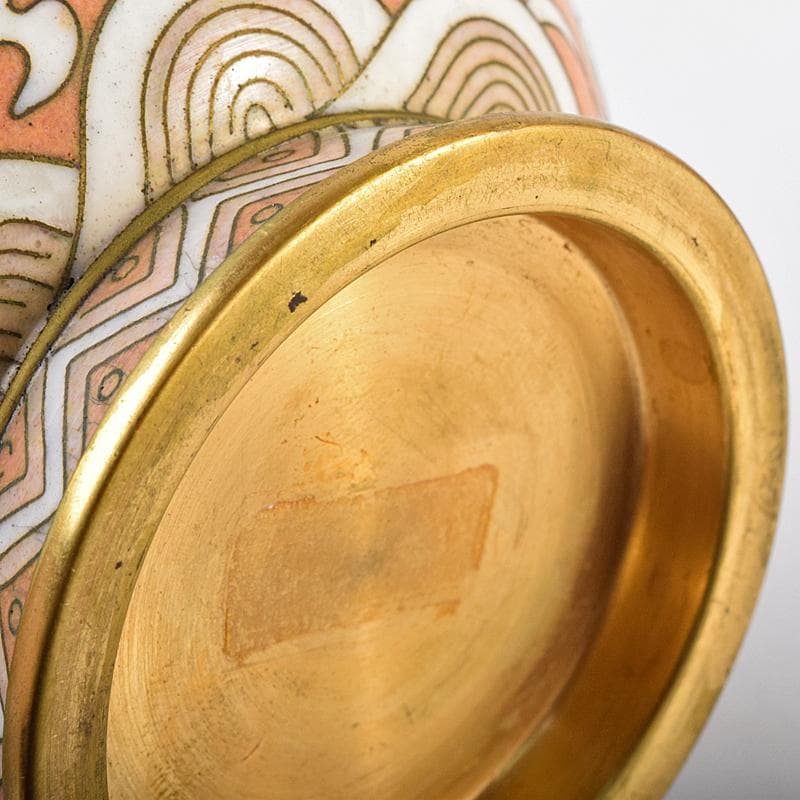 中国 景泰藍 古七宝琺瑯彩 雲竜文 蕾口瓶 共箱 D R7822