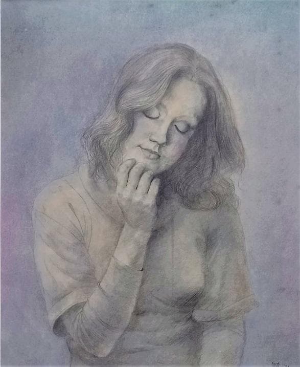 桜田晴義タイトル 少女Dデッサン画 表サインあり 新品額装 黄袋タトウ