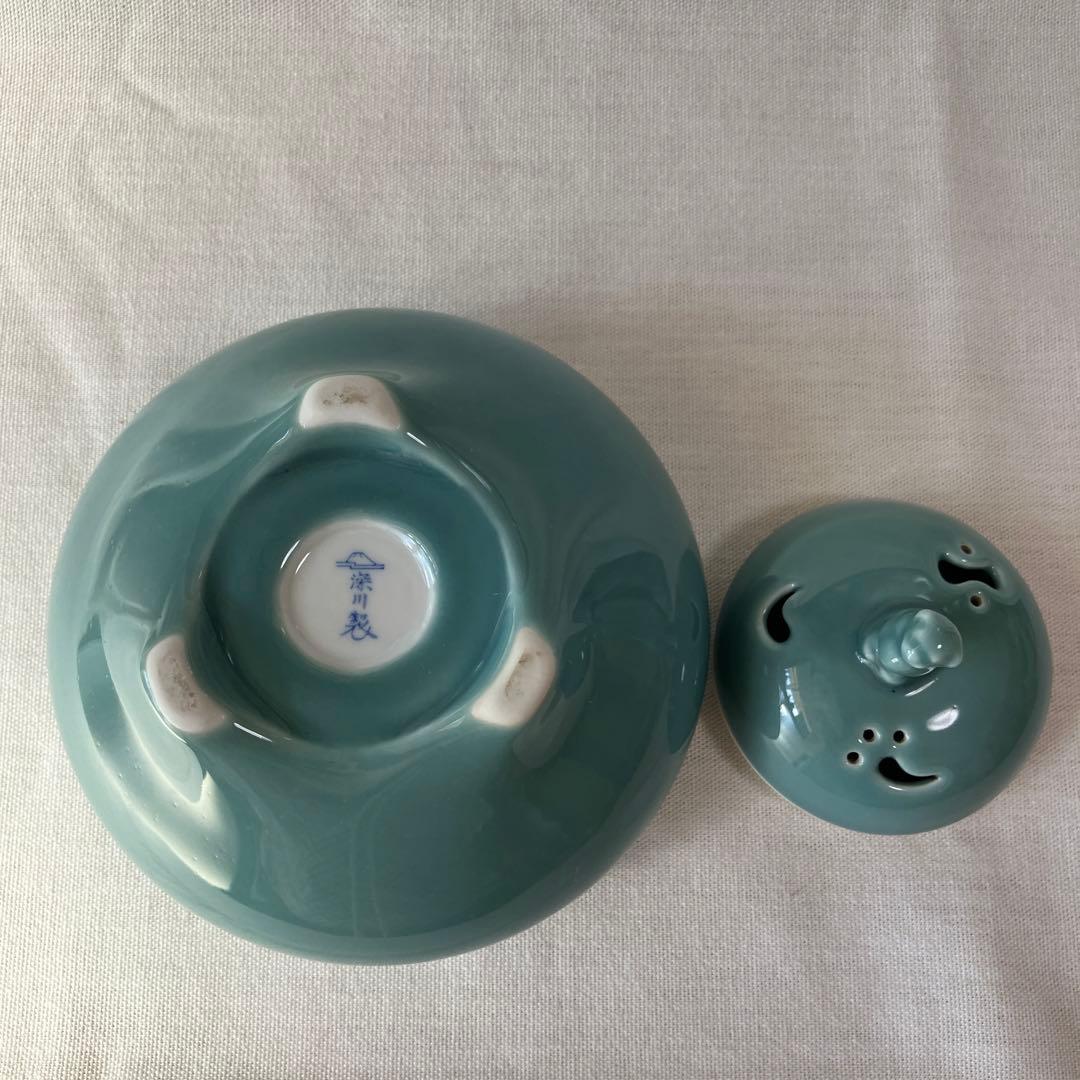 深川製磁 深川製 有田焼 香炉 犬摘み 三足 茶道具 箱付き ヴィンテージ