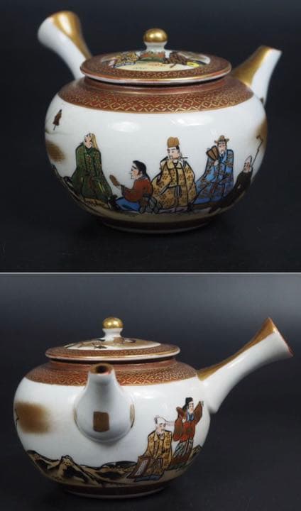 送料無料　明治～大正期九谷焼　仙人図急須　★希少品★　煎茶道具