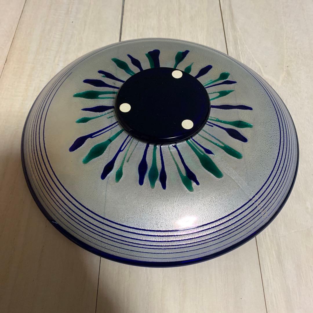 岩田久利 清流 ガラス 皿 共箱