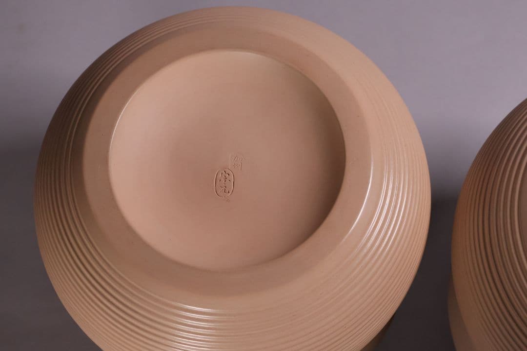 風炉師 加州 山崎宗元 雲華焼 糸目瓢 火鉢一対 紅葉 陶磁器【MA701