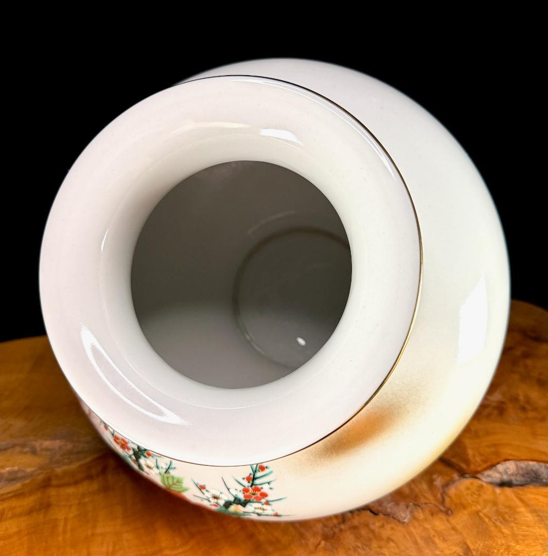 美品！ 九谷焼 陶勝造 金彩色絵花鳥図 花瓶 高さ26cm