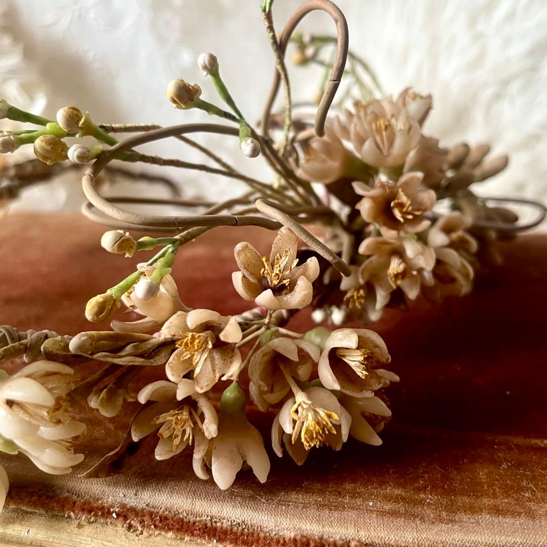 ワックスフラワーティアラ 花冠 ヘッドドレス マリアージュ フランス