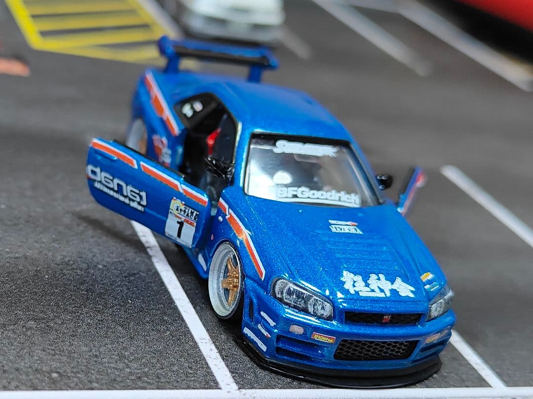 トミカプレミアムトミカ改造 日産 R34 カスタム ☆深リム ☆ホットウィール